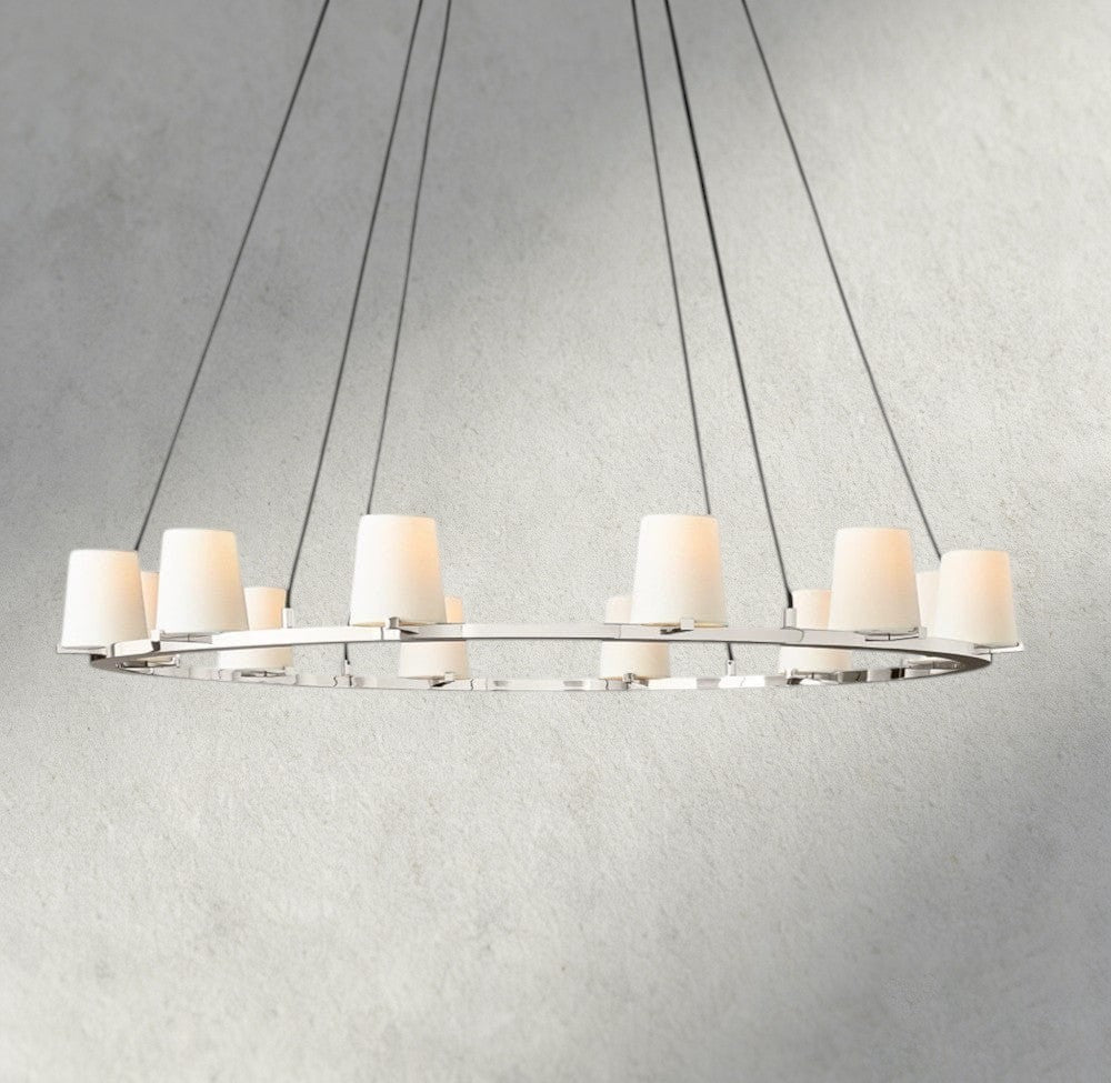 Pauillac Fabric Shade Round Chandelier 36", 48", 60" - Zelno Lighting