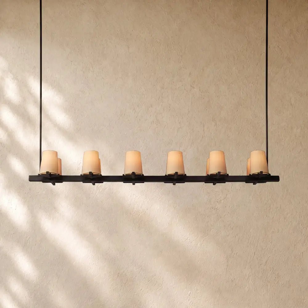 Pauillacia Fabric Shade Linear Chandelier - Zelno
