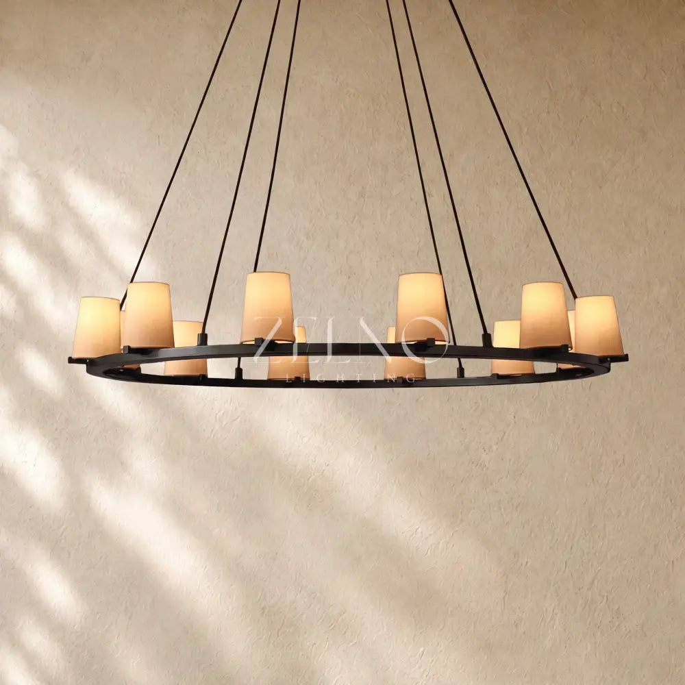 Pauillacia Fabric Shade Round Chandelier - Zelno
