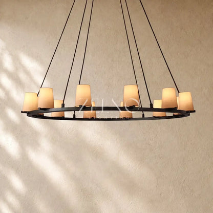 Pauillacia Fabric Shade Round Chandelier - Zelno