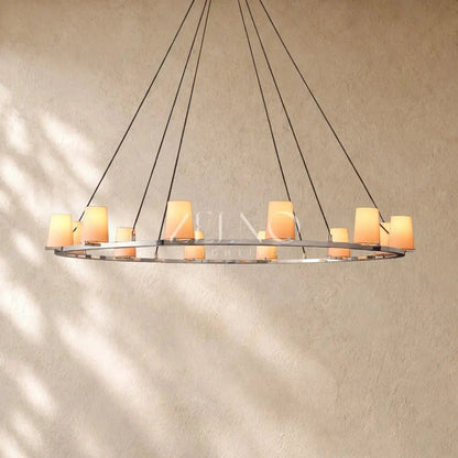Pauillacia Fabric Shade Round Chandelier - Zelno