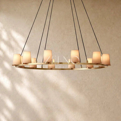 Pauillacia Fabric Shade Round Chandelier - Zelno