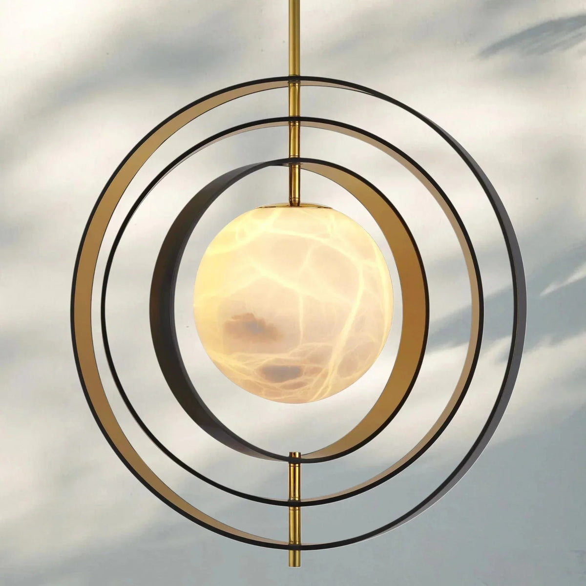 Pearl Alabaster Modern Round Chandelier - Zelno