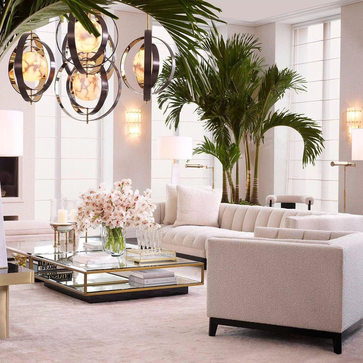 Pearl Alabaster Modern Round Chandelier - Zelno
