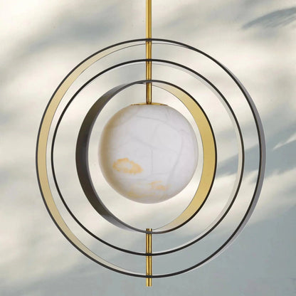 Pearl Alabaster Modern Round Chandelier - Zelno