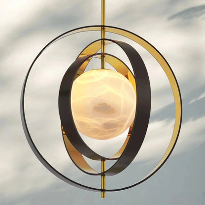 Pearl Alabaster Modern Round Chandelier - Zelno