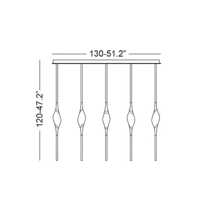 Pezzo Crystal Linear Chandelier 51" 59" - Zelno Lighting