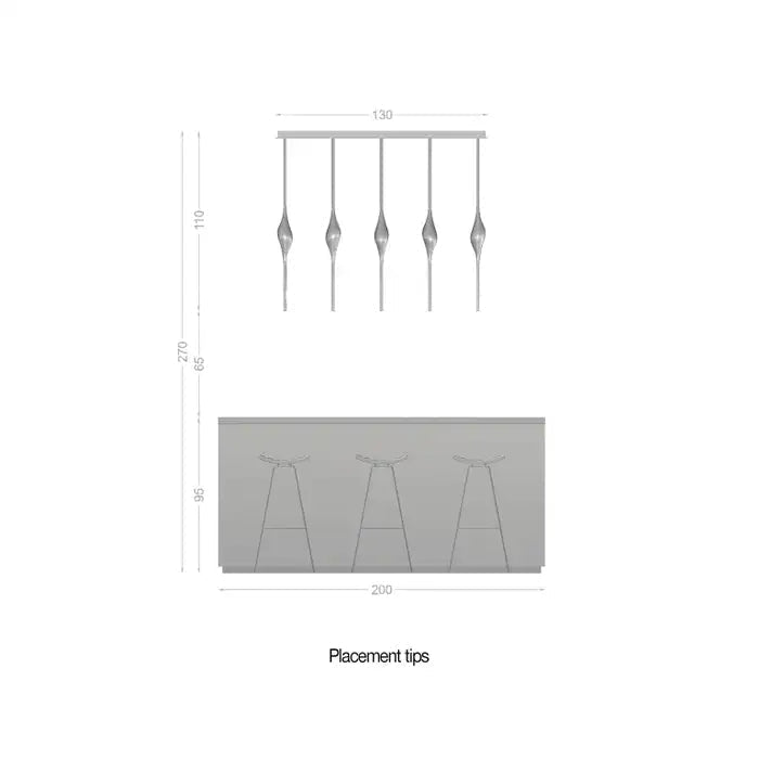 Pezzo Crystal Linear Chandelier 51" 59" - Zelno Lighting