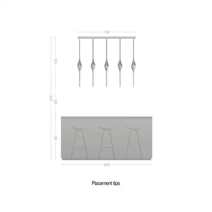 Pezzo Crystal Linear Chandelier 51" 59" - Zelno Lighting