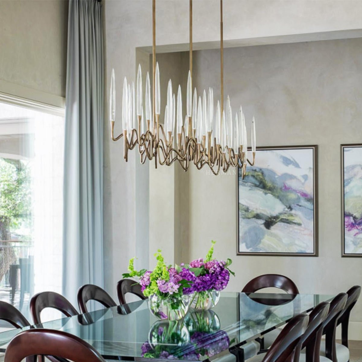 Pezzo Crystal Long Chandelier L78'' 59'' 40'' - Zelno Lighting
