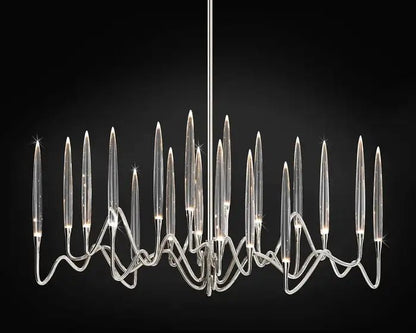 Pezzo Crystal Long Chandelier L78'' 59'' 40'' - Zelno Lighting