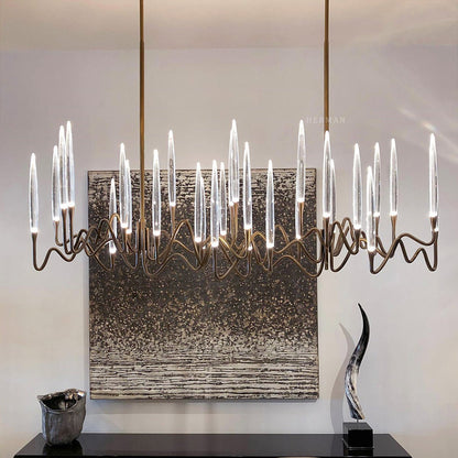 Pezzo Crystal Long Chandelier L78'' 59'' 40'' - Zelno Lighting