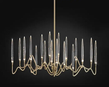 Pezzo Crystal Long Chandelier L78'' 59'' 40'' - Zelno Lighting