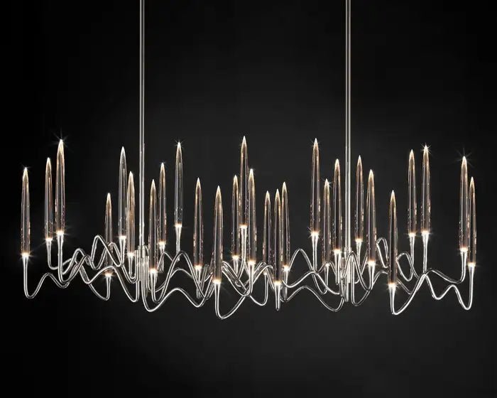 Pezzo Crystal Long Chandelier L78'' 59'' 40'' - Zelno Lighting
