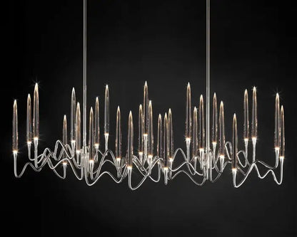 Pezzo Crystal Long Chandelier L78'' 59'' 40'' - Zelno Lighting