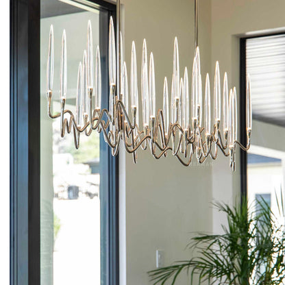 Pezzo Crystal Long Chandelier L78'' 59'' 40'' - Zelno Lighting