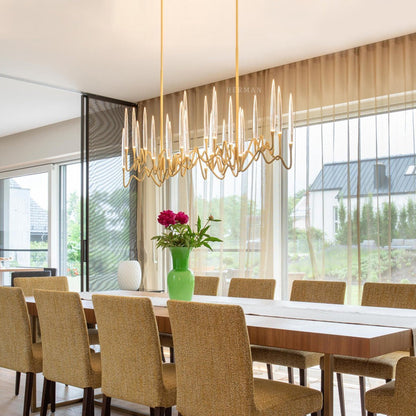Pezzo Crystal Long Chandelier L78'' 59'' 40'' - Zelno Lighting