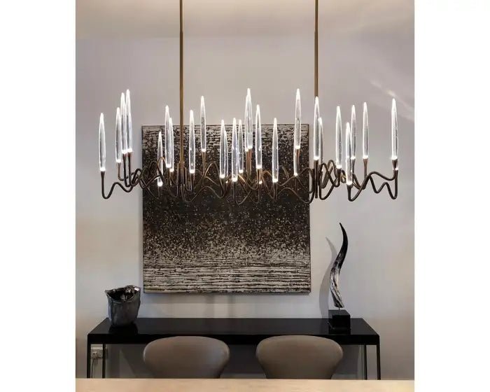 Pezzo Crystal Long Chandelier L78'' 59'' 40'' - Zelno Lighting