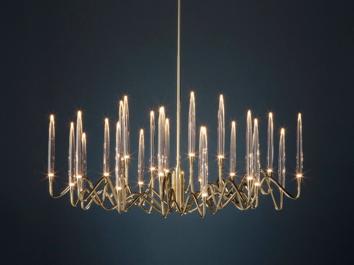 Pezzo Crystal Round Chandelier D33'' 47'' 55'' - Zelno Lighting