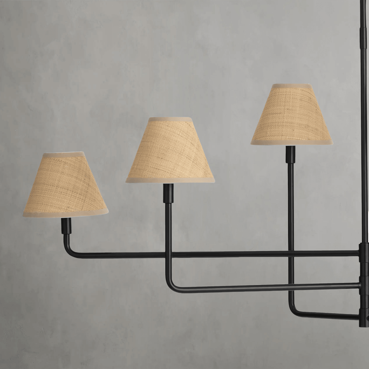 Polara Rattan Chandelier in Blackened Brass - Zelno Lighting