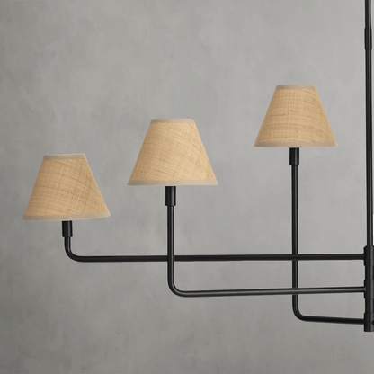 Polara Rattan Chandelier in Blackened Brass - Zelno Lighting