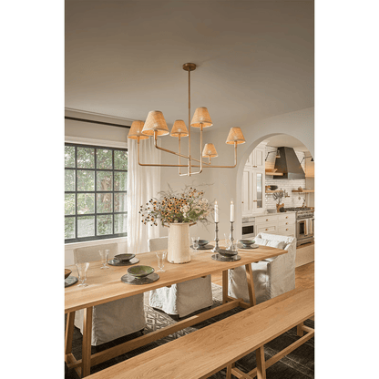 Polara Rattan Chandelier in Blackened Brass - Zelno Lighting