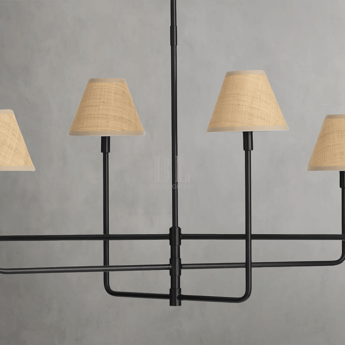 Polara Rattan Chandelier in Blackened Brass - Zelno Lighting
