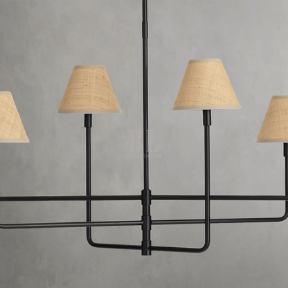 Polara Rattan Chandelier in Blackened Brass - Zelno Lighting