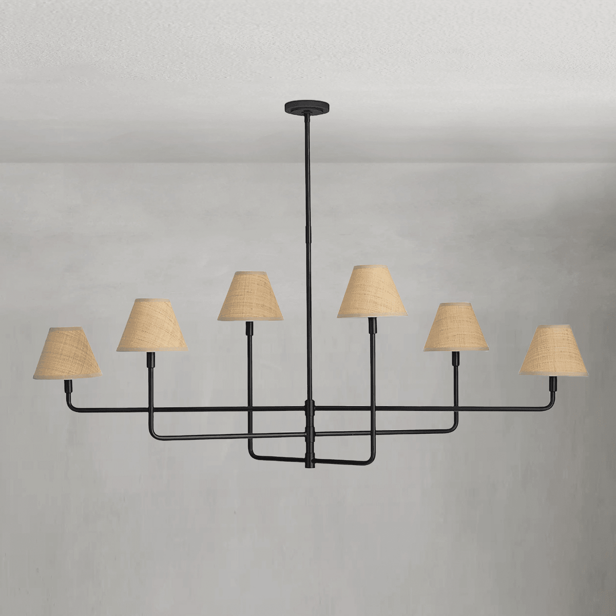Polara Rattan Chandelier in Blackened Brass - Zelno Lighting