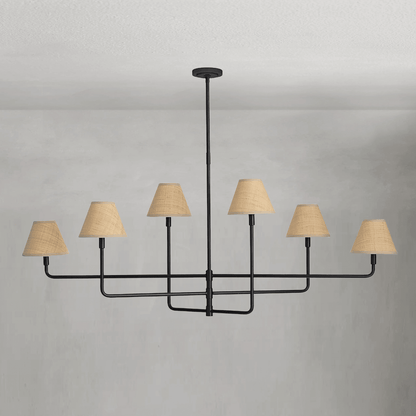 Polara Rattan Chandelier in Blackened Brass - Zelno Lighting