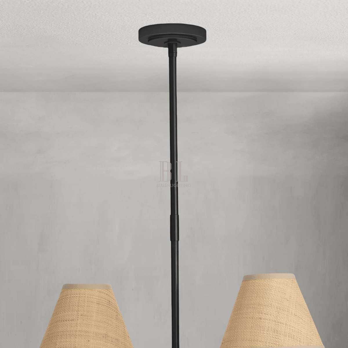 Polara Rattan Chandelier in Blackened Brass - Zelno Lighting