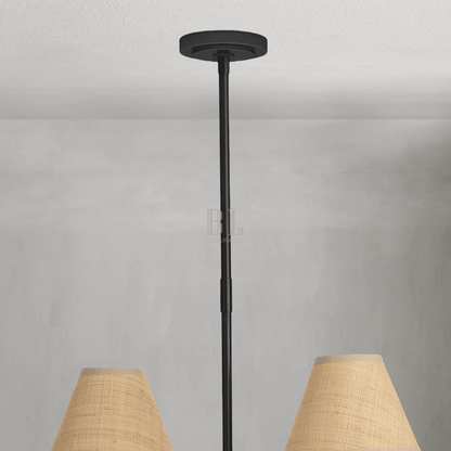 Polara Rattan Chandelier in Blackened Brass - Zelno Lighting