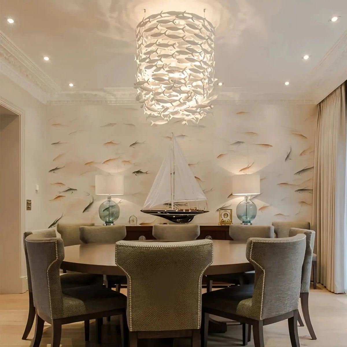 Porcelain Fish Shaped Dining Table Chandelier - Zelno Lighting
