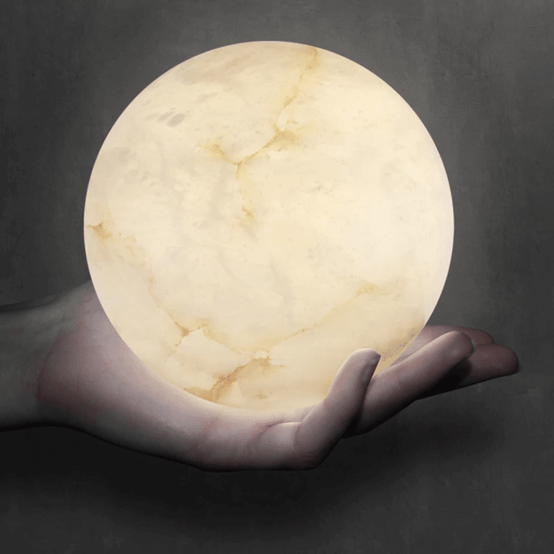 Post Modern Alabaster Globe Ceiling Pendant Light, Alabaster Chandelier Over Dining Table - Zelno Lighting
