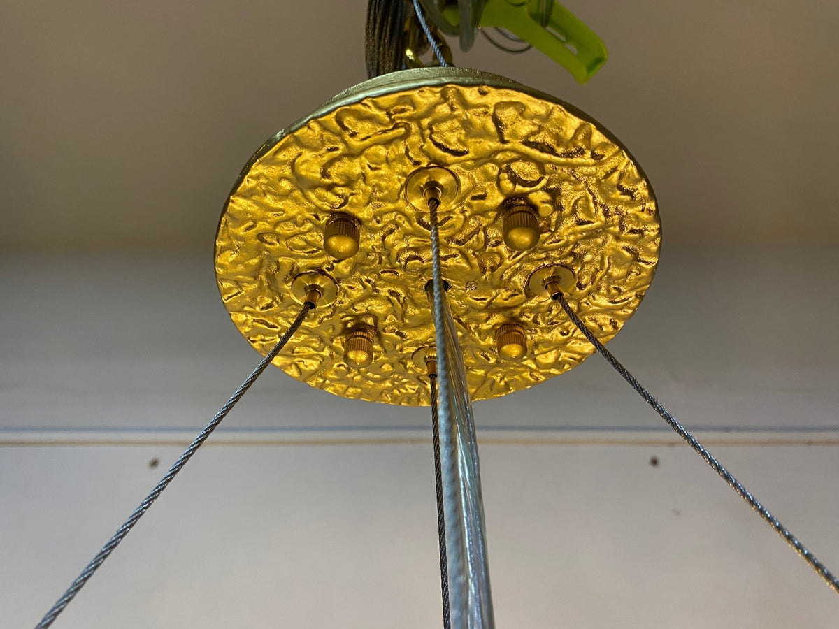 Post-Modern Art Brass and Ceramics Flower Pendant Branch Chandelier for Living/Dining Room - Zelno Lighting