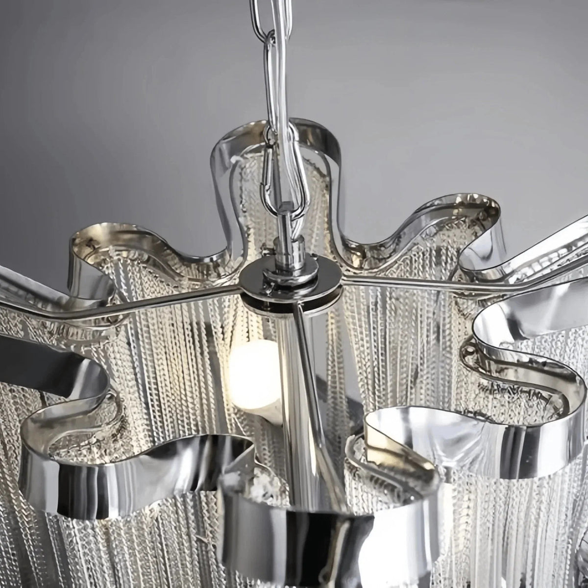 Post-Modern Extra Large Stainless Steel Long Tassel Chandelier - Zelno Lighting
