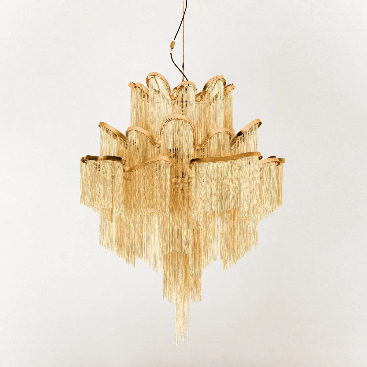 Post-Modern Extra Large Stainless Steel Long Tassel Chandelier - Zelno Lighting