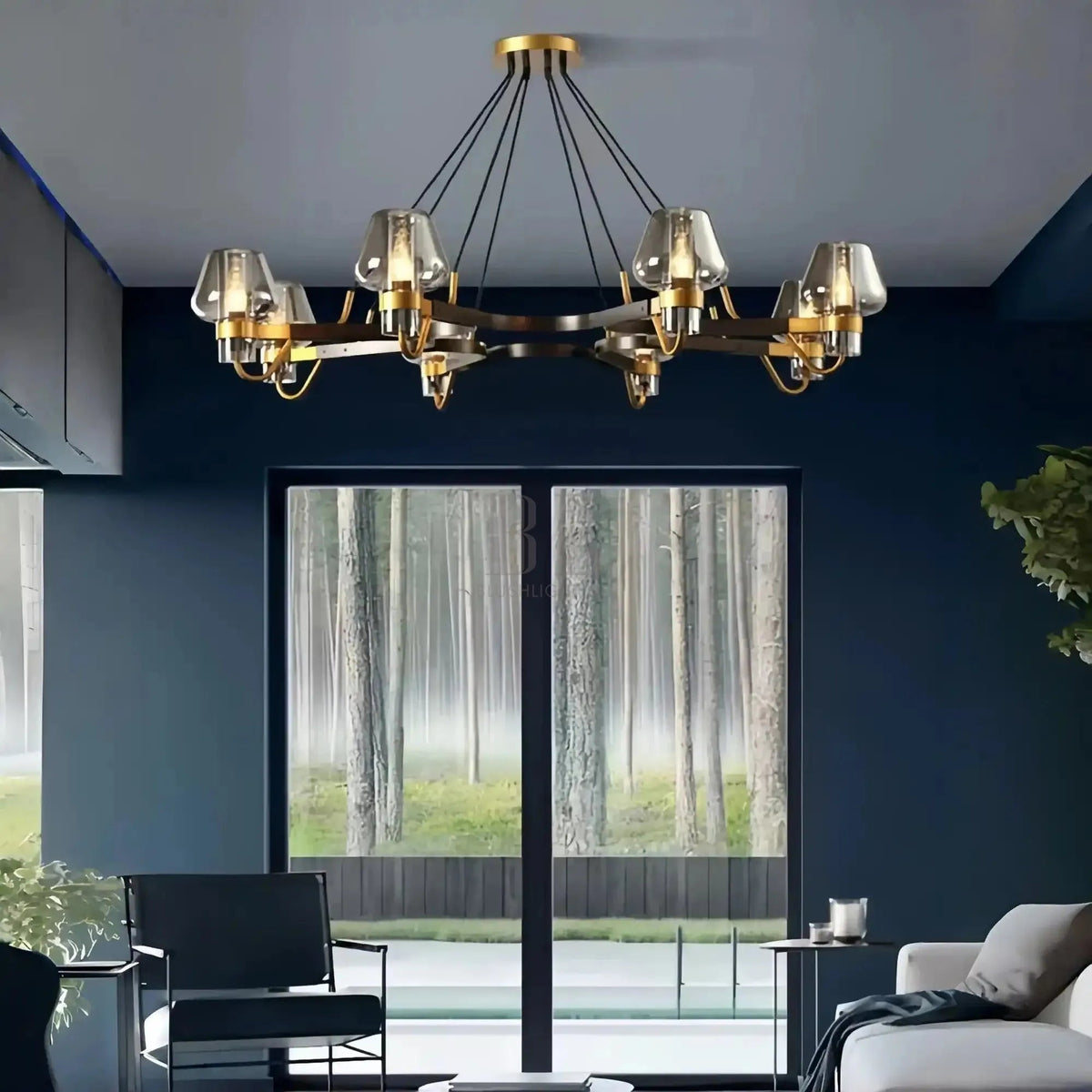 Post-modern Light Luxury Full Brass Chandelier for Living Room/Bedroom - Zelno Lighting