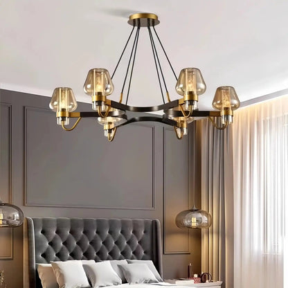Post-modern Light Luxury Full Brass Chandelier for Living Room/Bedroom - Zelno Lighting