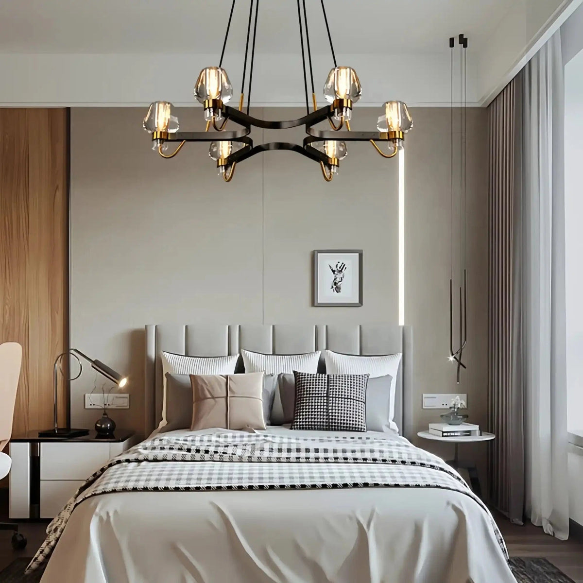 Post-modern Light Luxury Full Brass Chandelier for Living Room/Bedroom - Zelno Lighting