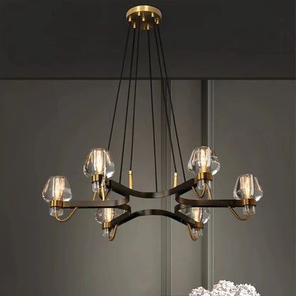 Post-modern Light Luxury Full Brass Chandelier for Living Room/Bedroom - Zelno Lighting