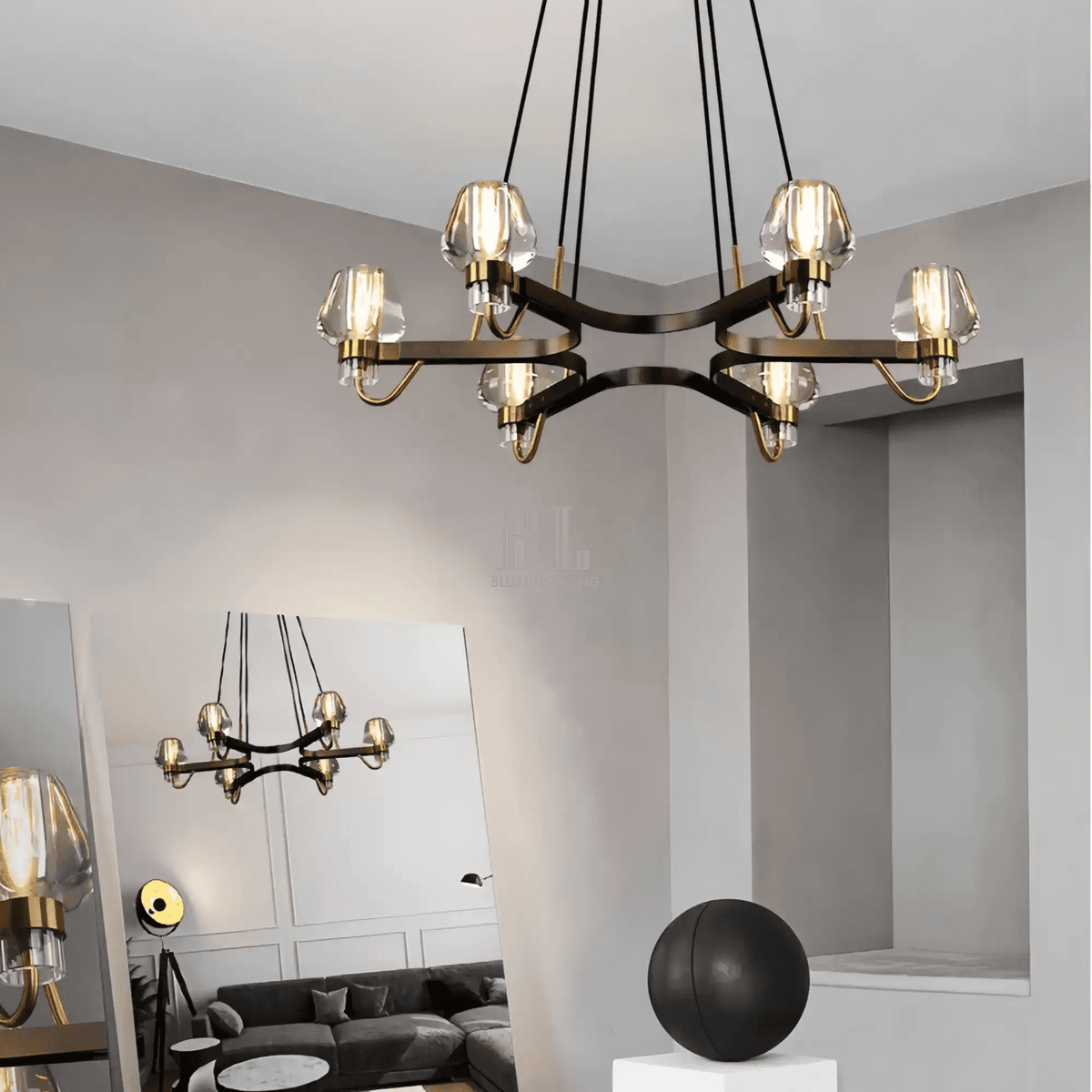 Post-modern Light Luxury Full Brass Chandelier for Living Room/Bedroom - Zelno Lighting