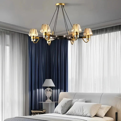 Post-modern Light Luxury Full Brass Chandelier for Living Room/Bedroom - Zelno Lighting