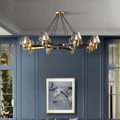 Post-modern Light Luxury Full Brass Chandelier for Living Room/Bedroom - Zelno Lighting