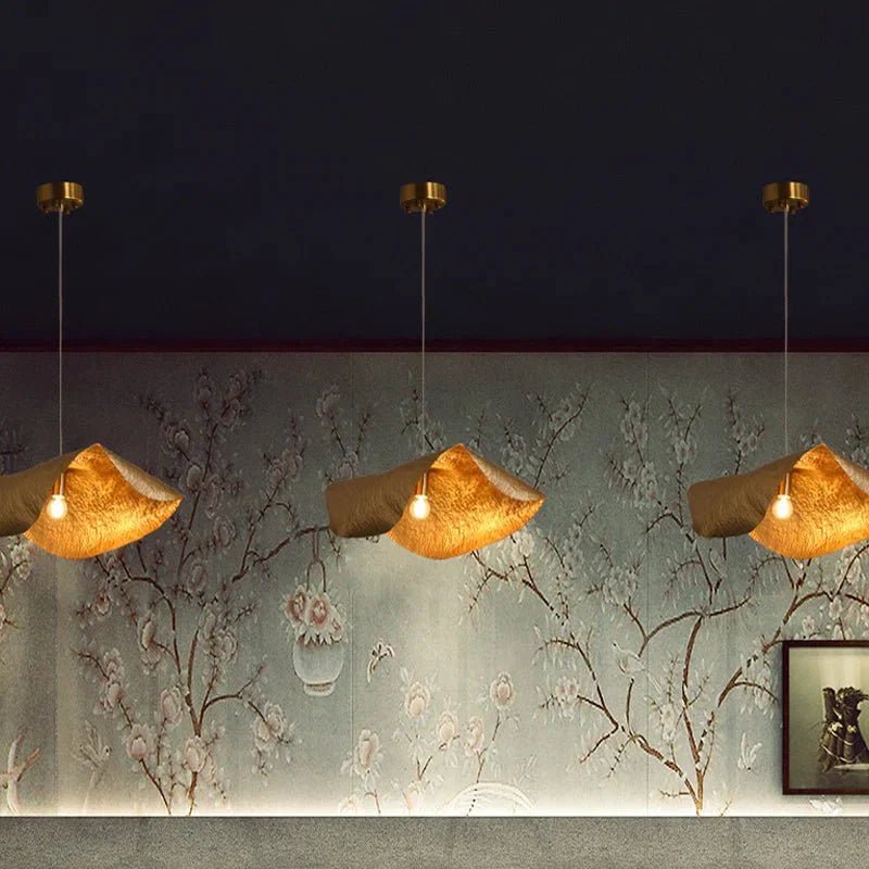 Postmodern Withered Leaf Parlor Pendant Lighting Fixture in Brass - Zelno Lighting