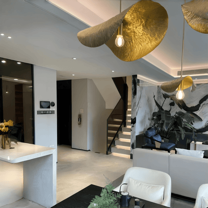 Postmodern Withered Leaf Parlor Pendant Lighting Fixture in Brass - Zelno Lighting