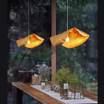 Postmodern Withered Leaf Parlor Pendant Lighting Fixture in Brass - Zelno Lighting