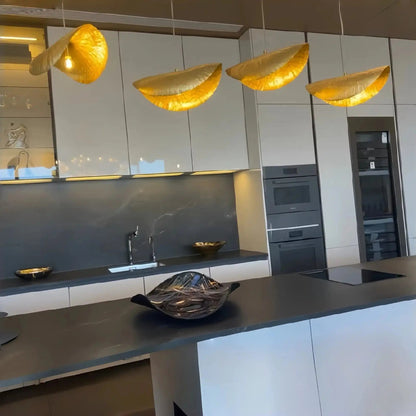 Postmodern Withered Leaf Parlor Pendant Lighting Fixture in Brass - Zelno Lighting