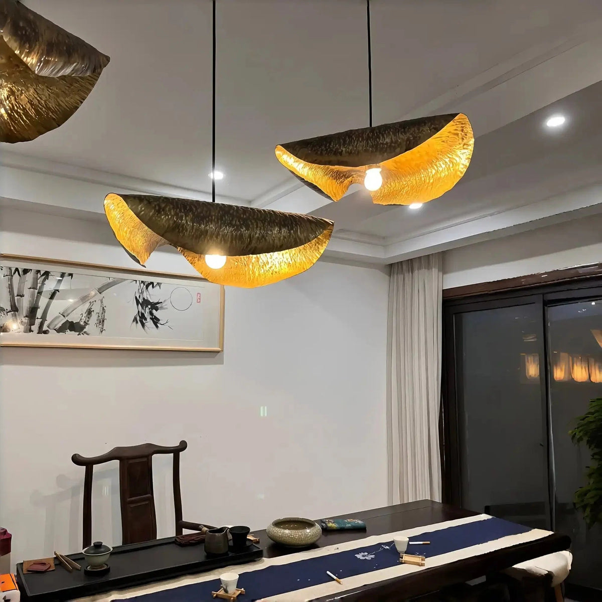 Postmodern Withered Leaf Parlor Pendant Lighting Fixture in Brass - Zelno Lighting