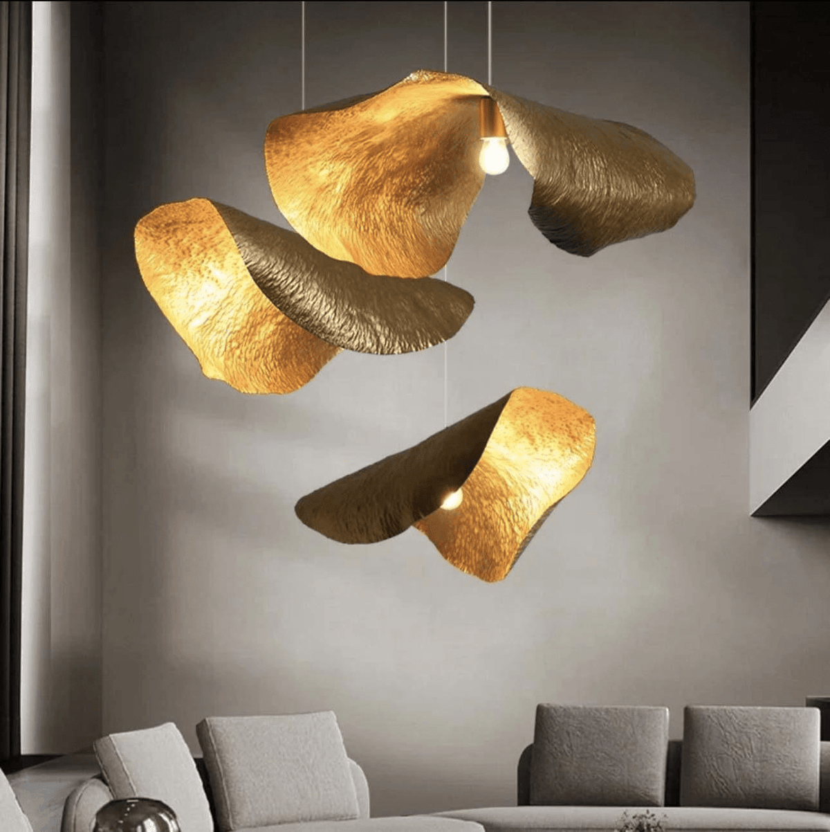 Postmodern Withered Leaf Parlor Pendant Lighting Fixture in Brass - Zelno Lighting